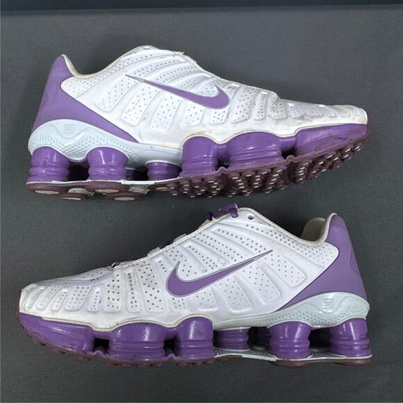 Nike Shox TLX Running Sneakers Sz 7.5 White Purple Athletic Shoe Streetwear READ - Picture 2 of 16